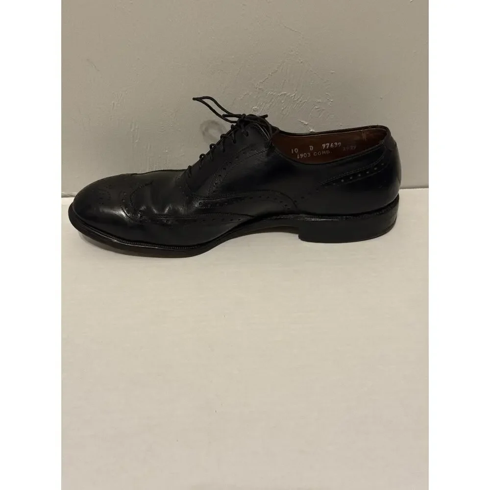 Allen Edmonds Chester Shoes Mens 10 D Wingtip Oxford Luxury Black Leather Dress - Picture 3 of 10